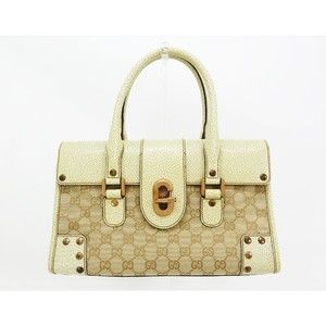 Gucci GG Monogram Canvas Handbag Beige White